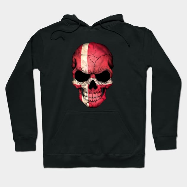 Danish Flag Skull Hoodie by jeffbartels